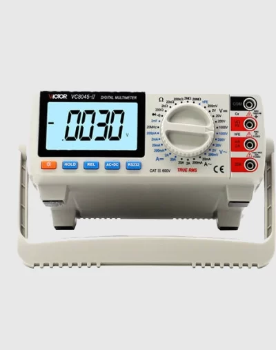 Multímetro VC8045-II True RMS 19999 cuentas de escritorio para electricistas – probador de capacitancia y transistores
