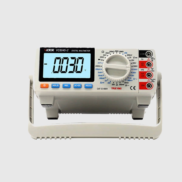 Multímetro VC8045-II True RMS 19999 cuentas de escritorio para electricistas – probador de capacitancia y transistores