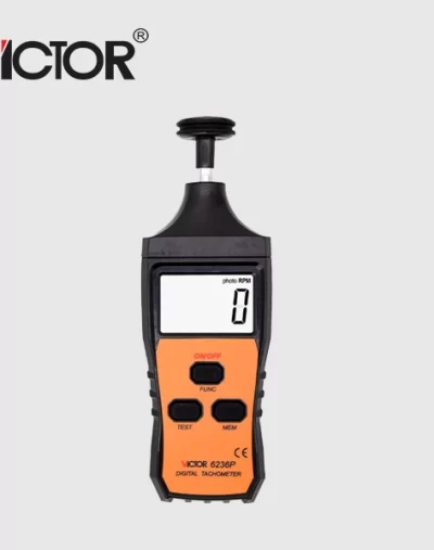 Tacómetro digital DM6236P para medir velocidad de rotación con alta precisión.